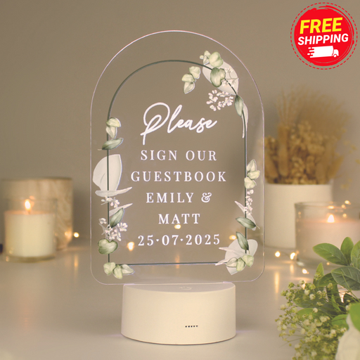 Personalised Custom Botanical Wedding Reception LED Light