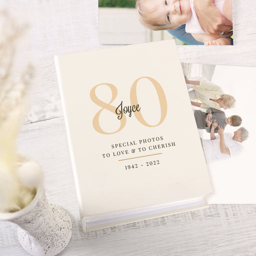 Personalised 80th Birthday Photo Album with Sleeves - 6x4