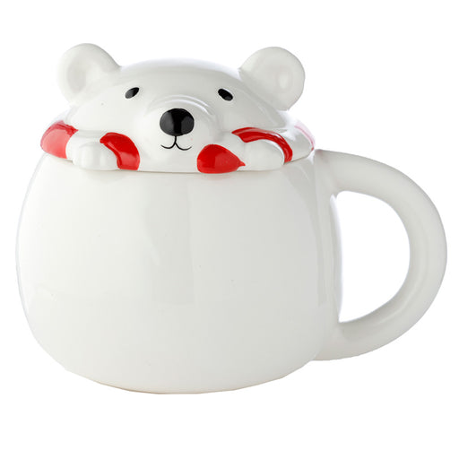 Adoramals Polar Bear Peeping Lid Ceramic Lidded Mug