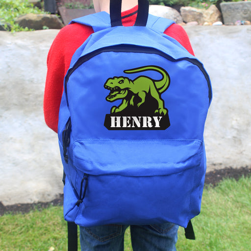 Personalised Dinosaur Kid’s Backpack - Blue