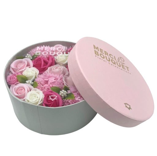 Soap Flower Bouquet Round Gift Box - Baby Blessings - Pinks