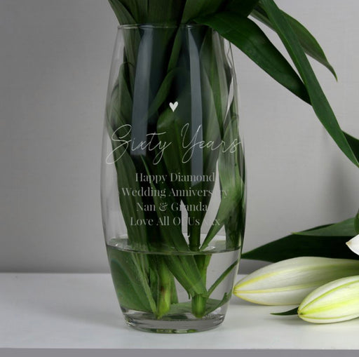 Personalised 60 Years Vase - Diamond Wedding Anniversary Gift