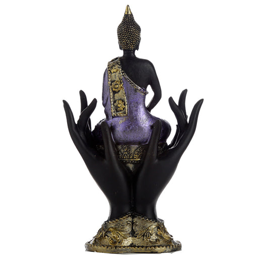 Purple, Gold and Black Thai Buddha Statue Sitting in Hands