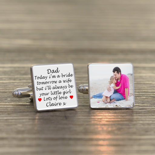 Personalised Today A Bride, Tomorrow A Wife But Always Your Little Girl Cufflinks