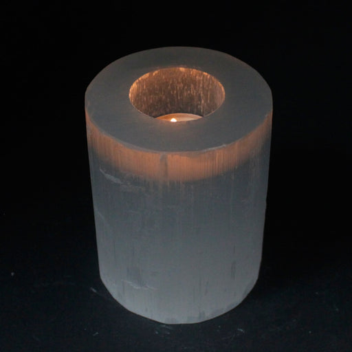 Selenite Cylinder Candle Holder - 10 cm