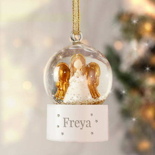 Personalised Angel Glitter Christmas Snow Globe Tree Decoration