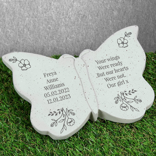Personalised Floral Butterfly Grave Memorial Stone Marker