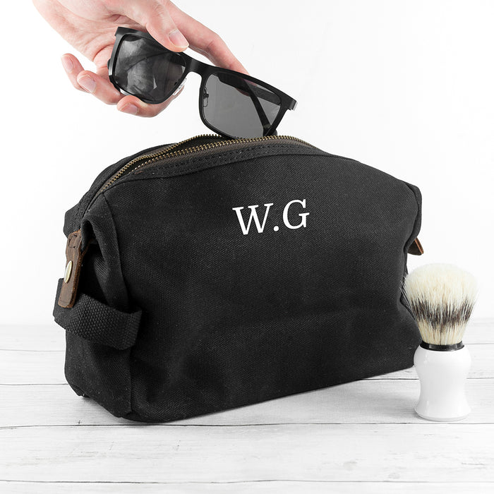 Personalised Men’s Waxed Wash Bag