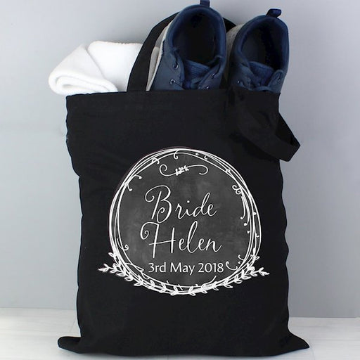 Personalised Wreath Black Cotton Bag
