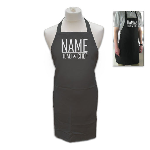 Personalised Black Apron with Name - Head Chef Design Image 2