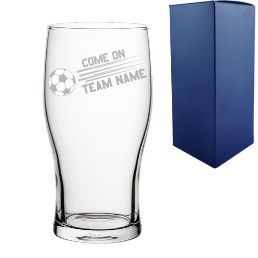 Engraved Football Pint Glass with Come On Straight Football Design Image 2