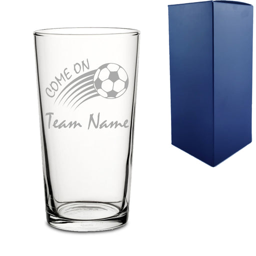 Engraved Football Perfect Pint Glass with Come On Curved Football Design Image 1