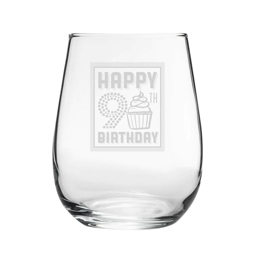 Happy 90th Birthday - Engraved Novelty Stemless Wine Gin Tumbler Image 2