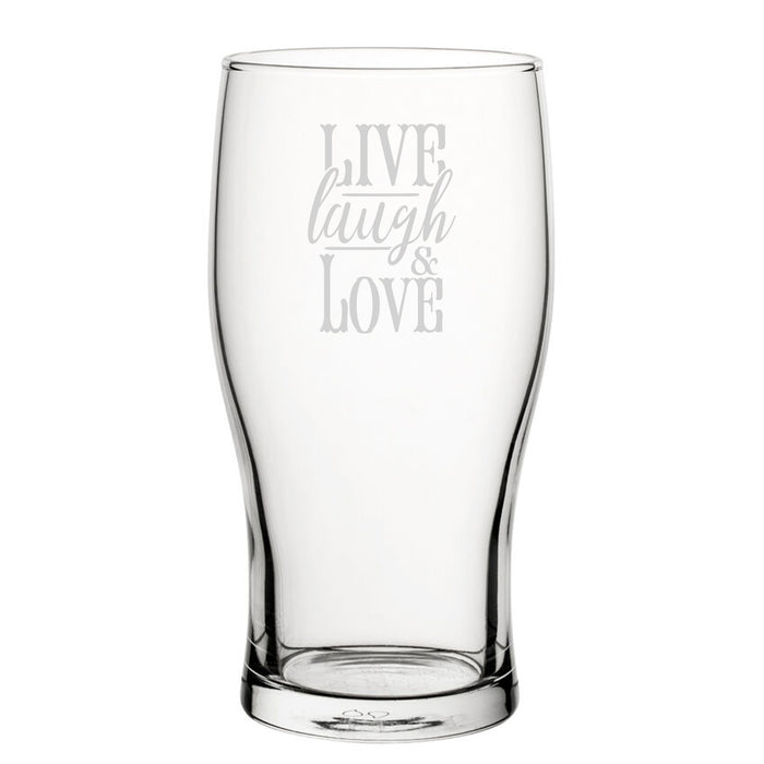 Live Laugh Love - Engraved Novelty Tulip Pint Glass Image 2