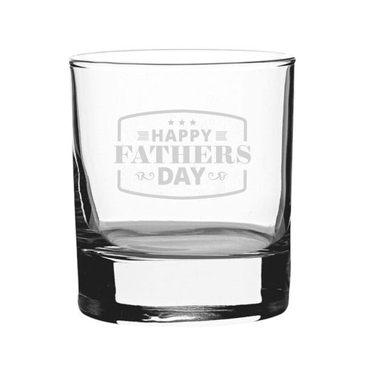Happy Fathers Day Bordered Design - Engraved Novelty Whisky Tumbler Image 1