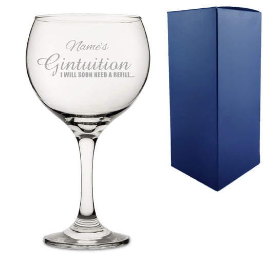 Personalised Engraved Novelty Gin Balloon Glass with Names GINtuition, Gift Boxed Image 1