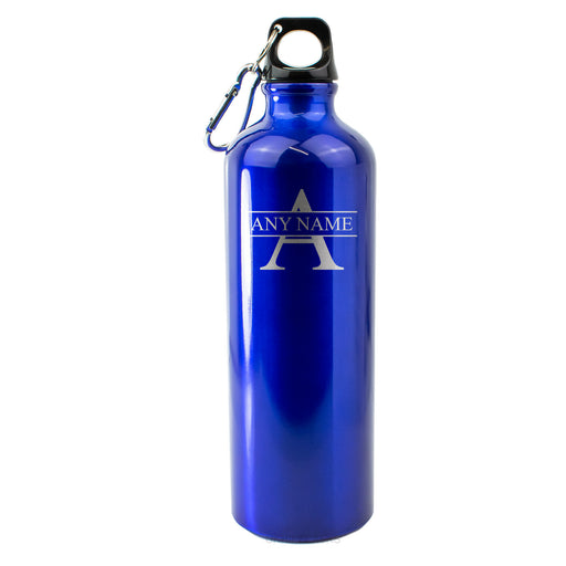 Engraved Blue Sports Bottle with Initial and Name Image 2