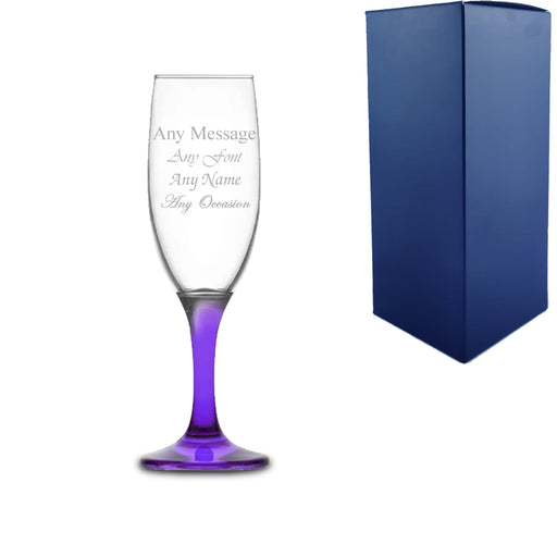 Engraved Purple Stemmed Champagne Flute Image 1