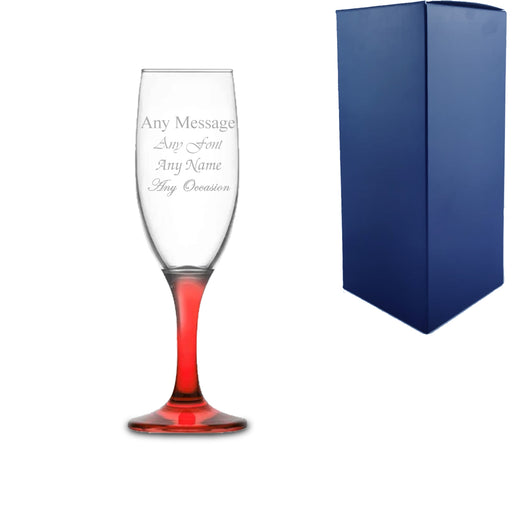 Engraved Red Stemmed Champagne Flute Image 1