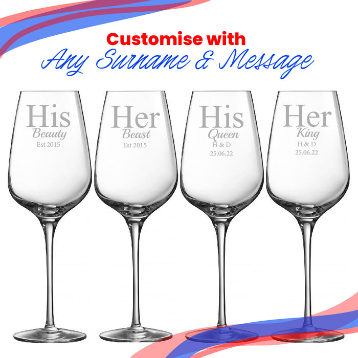 Engraved His and Hers Sublym Wine Glasses, 15.8oz/450ml, Gift Boxed Image 5