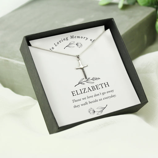 Personalised In Loving Memory Memorial Cross Sentiment Necklace and Box