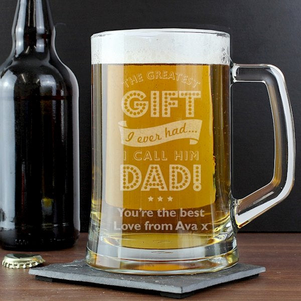 Personalised Beer Glass For Dad | Daddy | Father