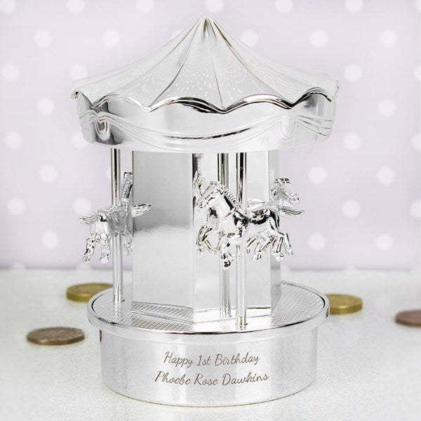 Personalised Engraved Silver Money Box | Christening Gift Baptism New Baby Gift