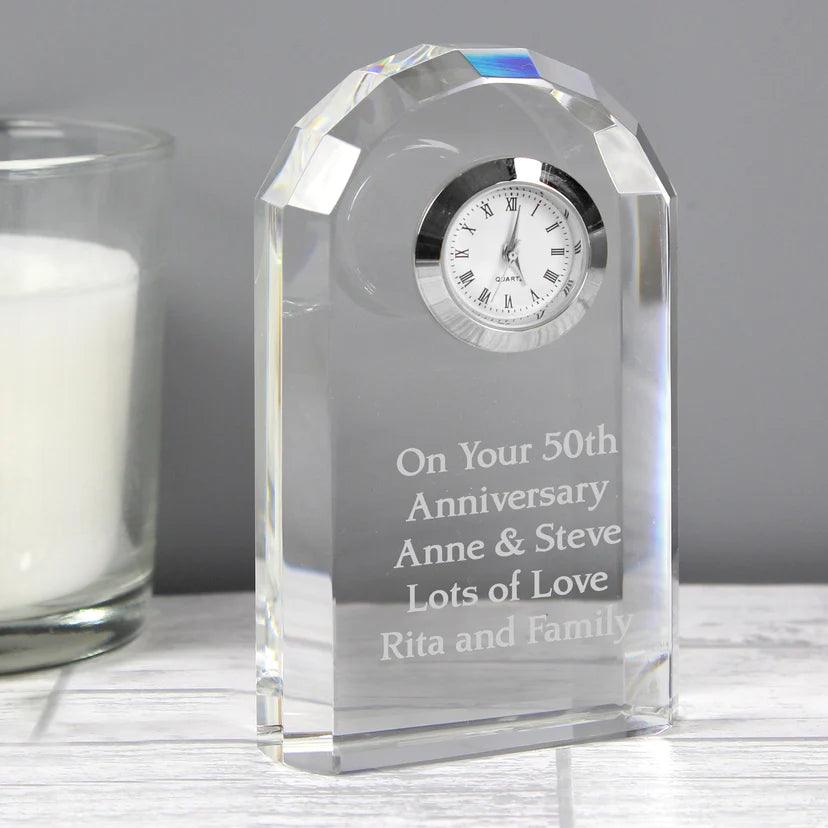 Personalised Crystal Clocks | Engraved Mantel Crystal Clocks 