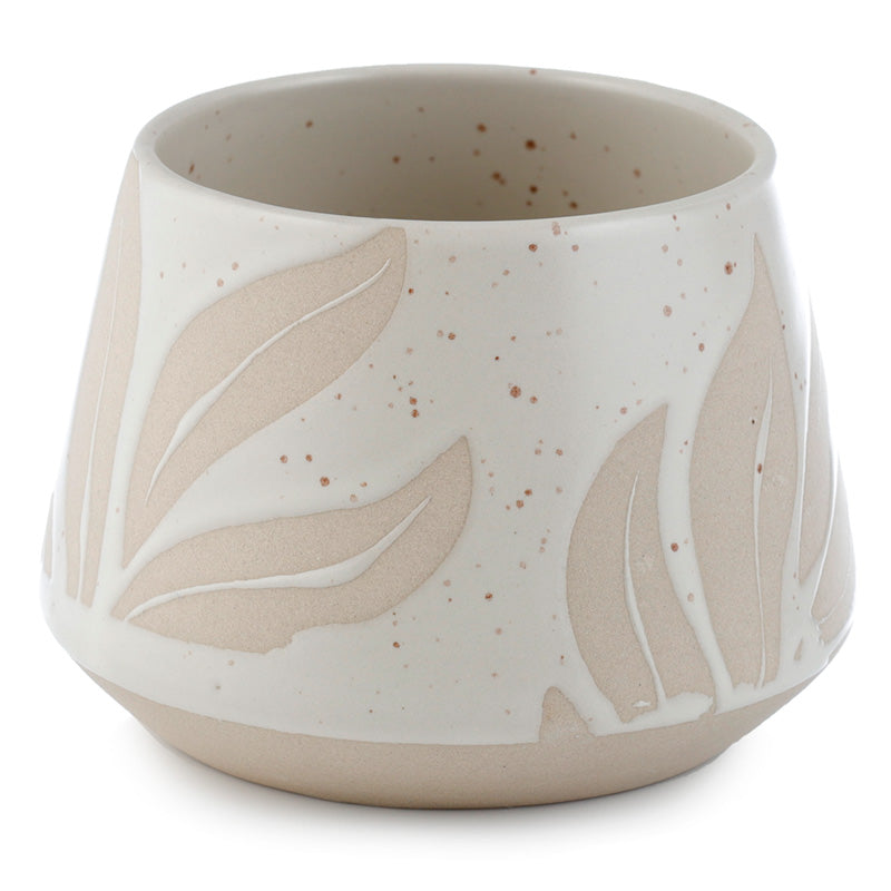 Florens Hesperantha Cream Glaze Relief Indoor Planter/Small Plant Pot