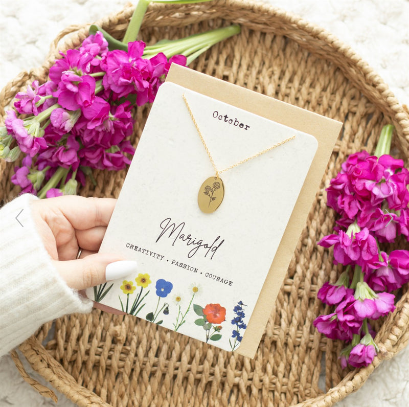 Birth Flower Necklace Card