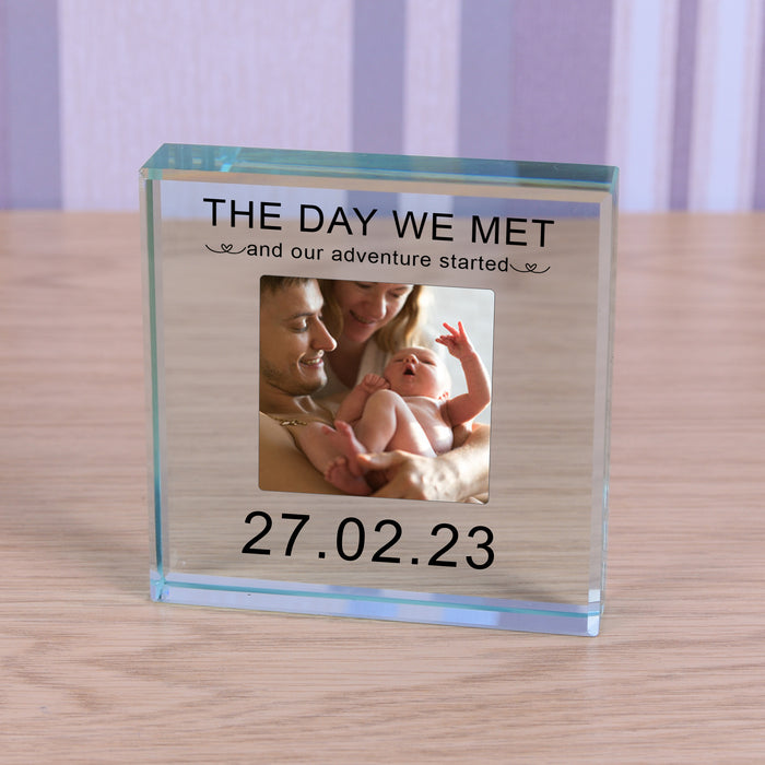 Personalised The Day We Met Photo Glass Token Keepsake