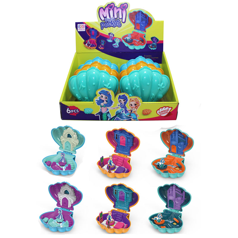 Mermaid & Princess Shell Shaped Mini Pocket World Toy