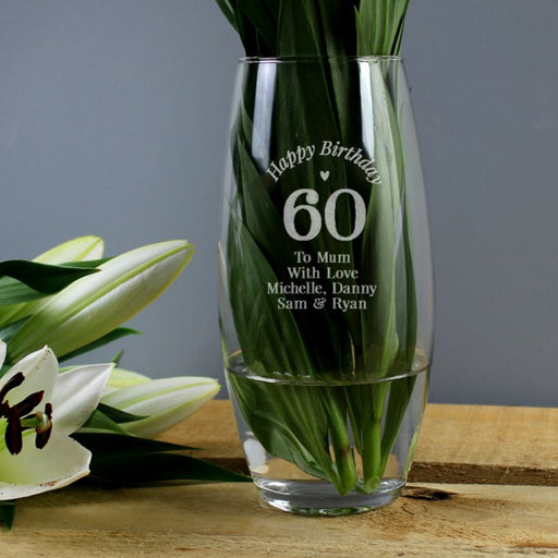 Personalised Happy 60th Birthday Glass Vase