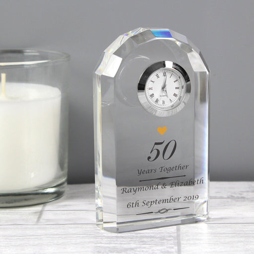 Personalised Golden 50th Anniversary Crystal Clock
