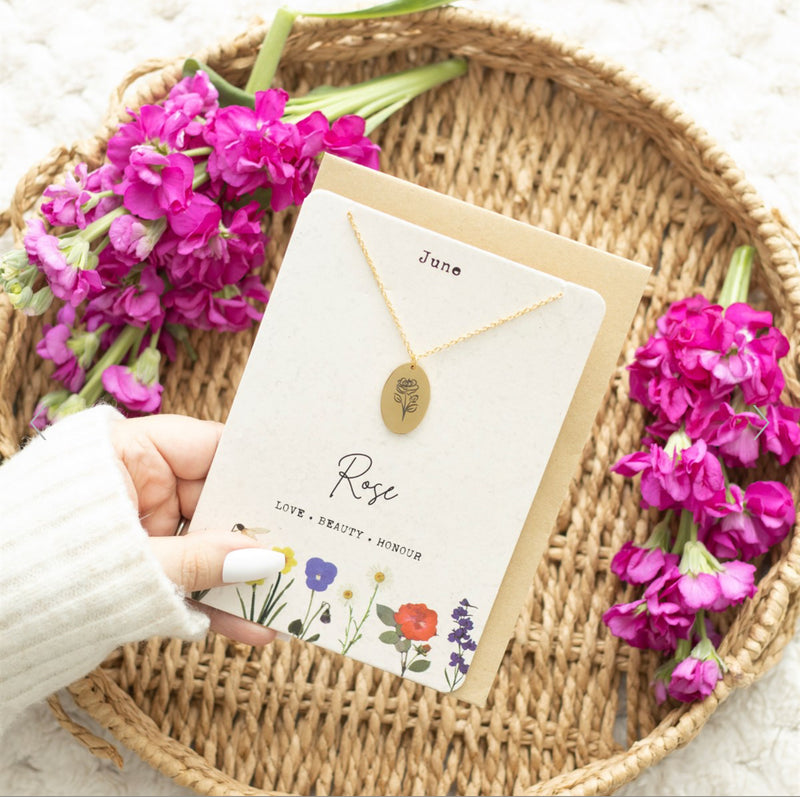Birth Flower Necklace Card