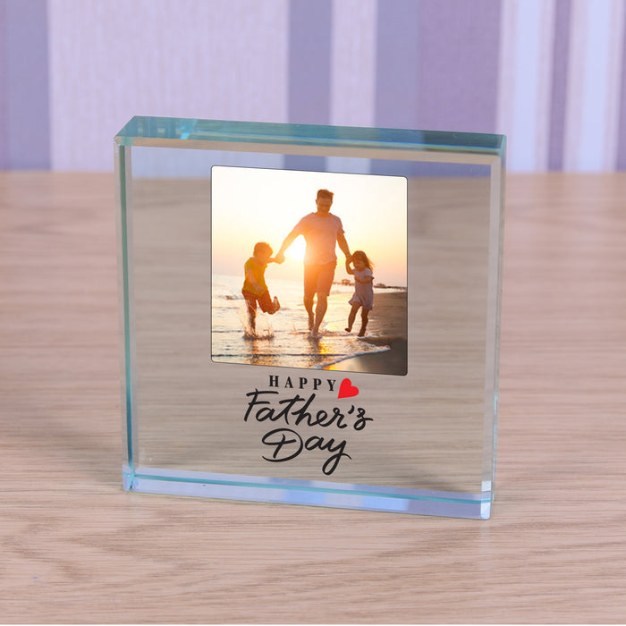 Happy Fathers Day Photo Glass Token Keepsake Gift