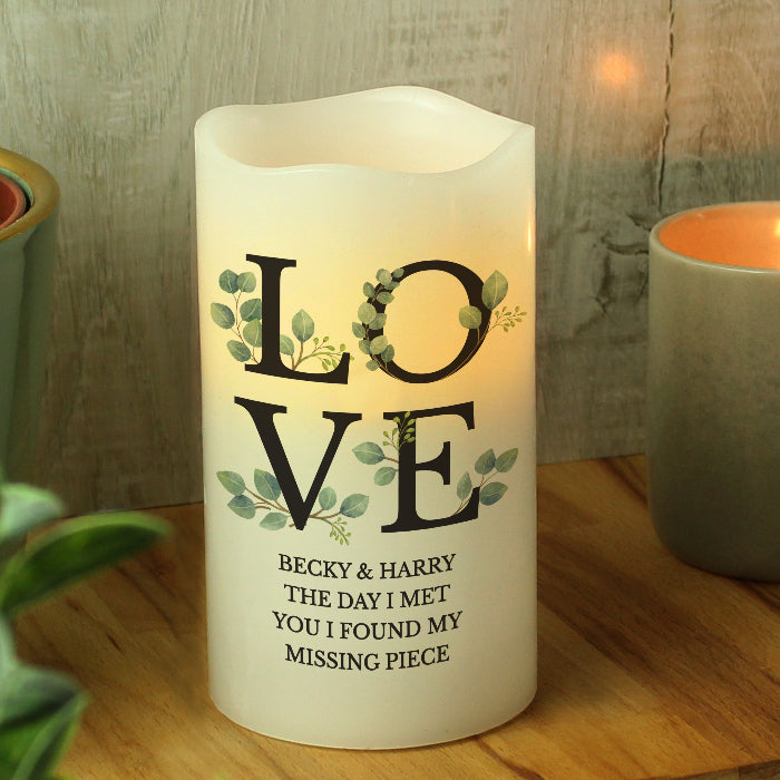 Personalised LOVE Wedding Day LED Candle