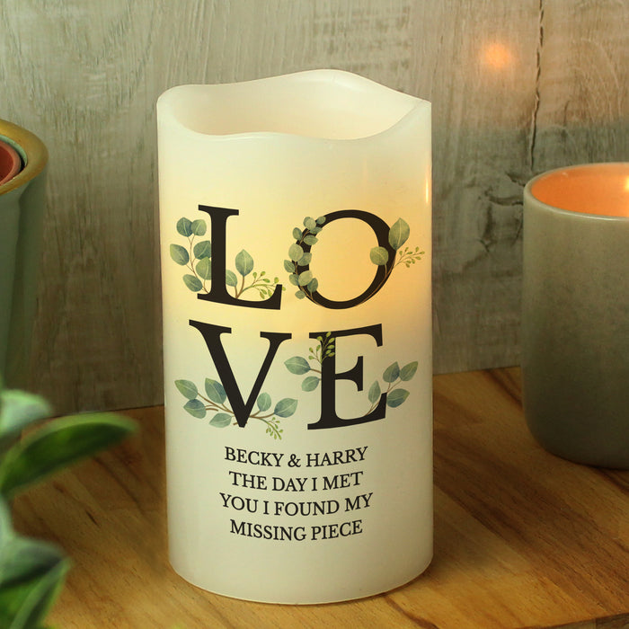 Personalised LOVE Wedding LED Candle