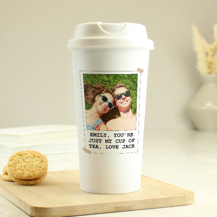 Photo Upload & Text Travel Mug