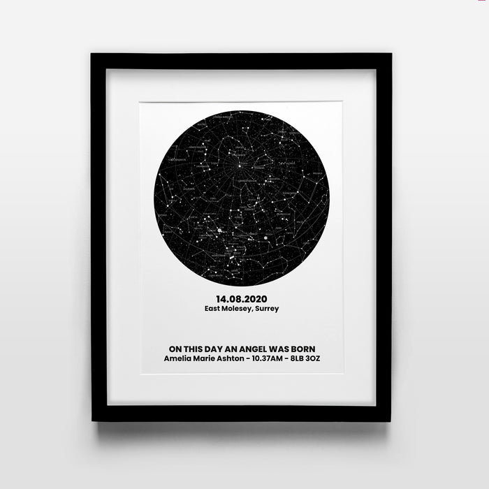 Personalised Raven Black Ring Star Map A4 Framed Print Wall Art