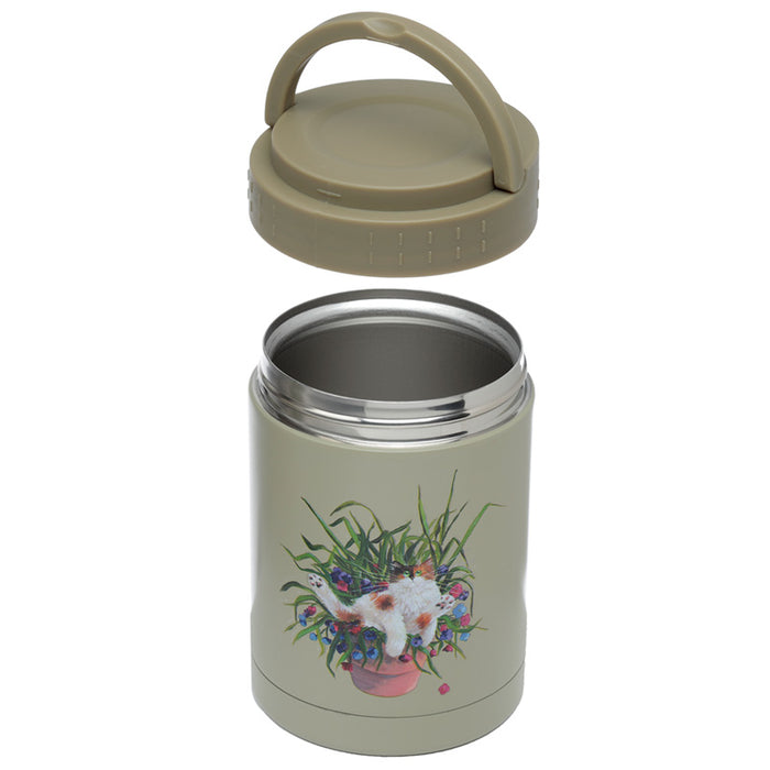 Kim Haskins Cat in Plant Pot Hot & Cold Lunch Pot 500ml