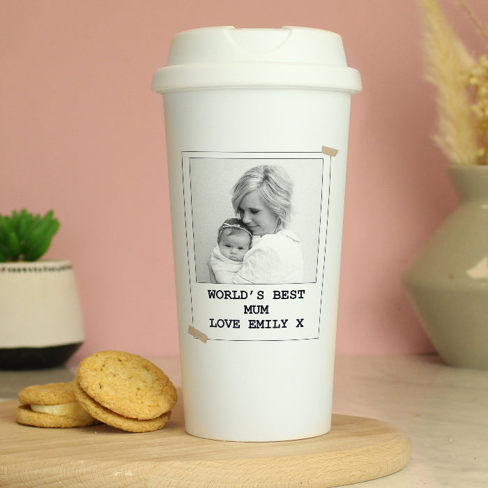 Photo Upload & Text Travel Mug