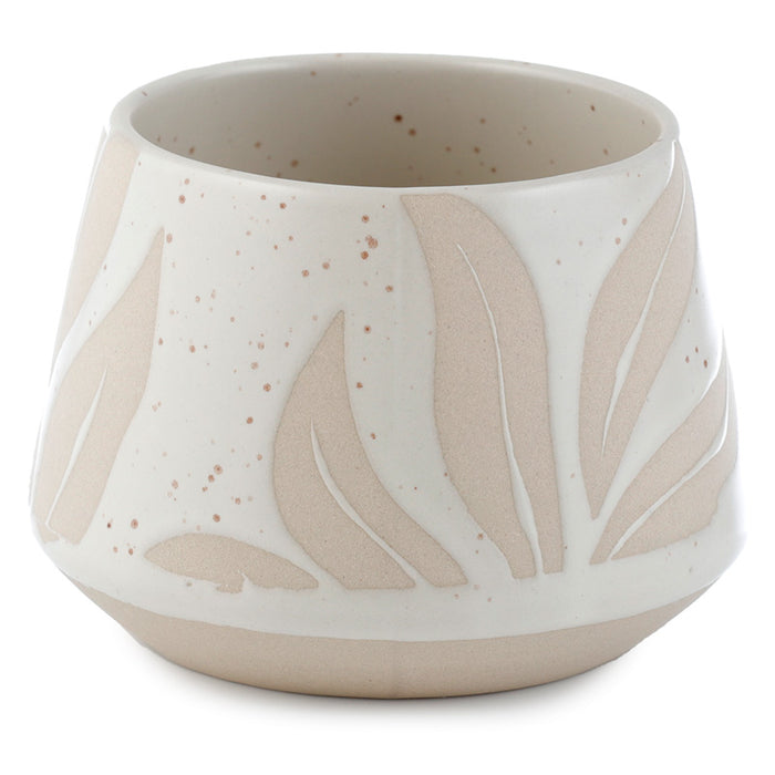 Florens Hesperantha Cream Glaze Relief Indoor Planter/Small Plant Pot