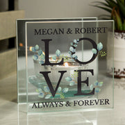 Personalised Botanical Love Mirrored Glass Tea Light Holder