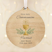 Personalised First Holy Communion Round Wooden Decoration