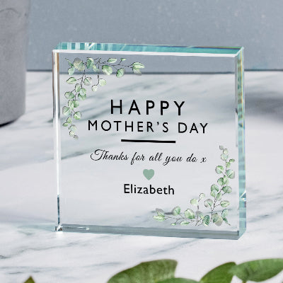 Personalised Happy Mother’s Day Glass Block Gift