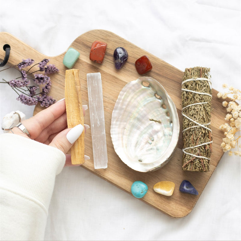 Divine Energy Smudge and Stone Wellness Kit Gift Set