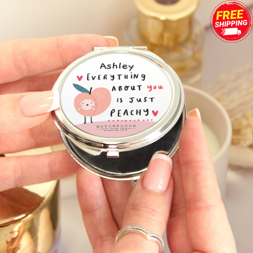 Personalised Everything About You Is Just Peachy Compact Mirror