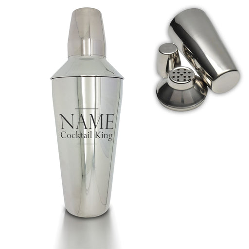 Personalised Engraved Cocktail Shaker with Cocktail King Design