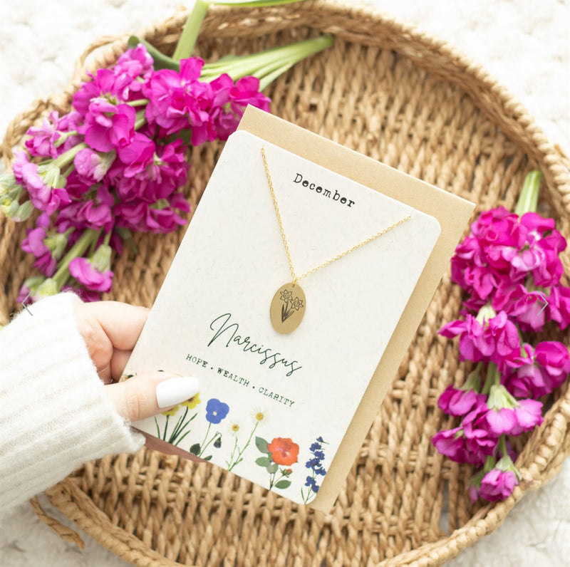 Birth Flower Necklace Card